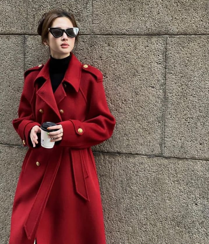 Rachel cashmere coat with gold button detail