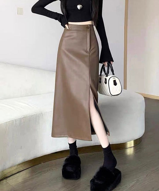 Carina A-line leather skirt