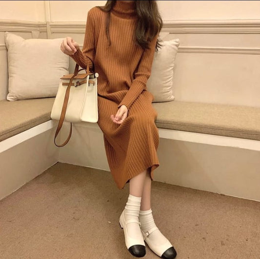 Knitted long sweater dress