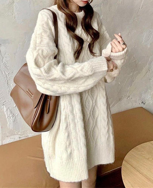 Retro mid-length sweater dress