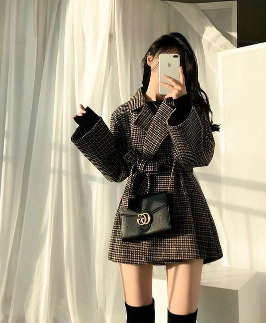 London plaid tweed coat