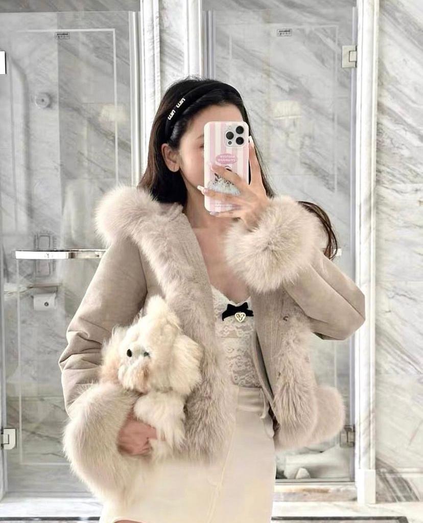 Celine faux fur hooded jacket