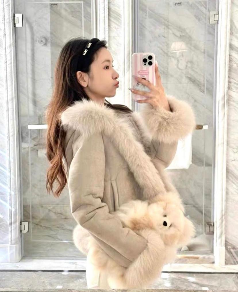 Celine faux fur hooded jacket