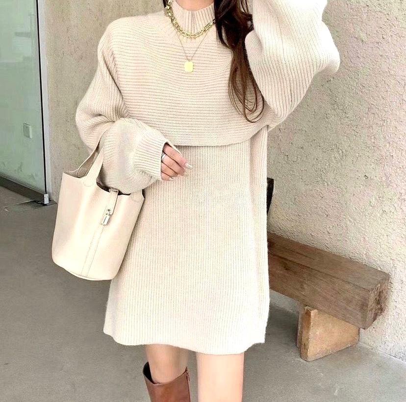 One-set knit sweater dress