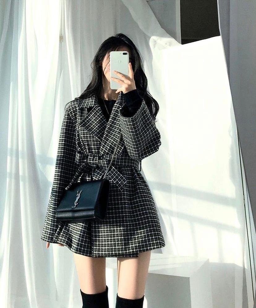 London plaid tweed coat