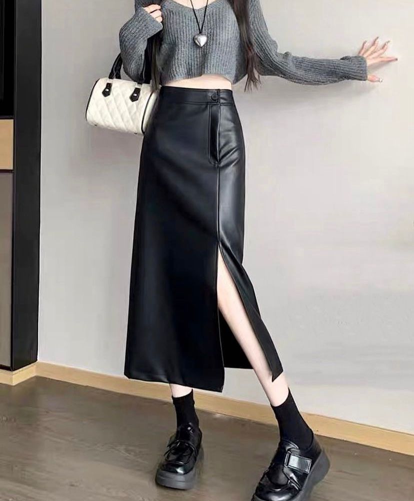 Carina A-line leather skirt