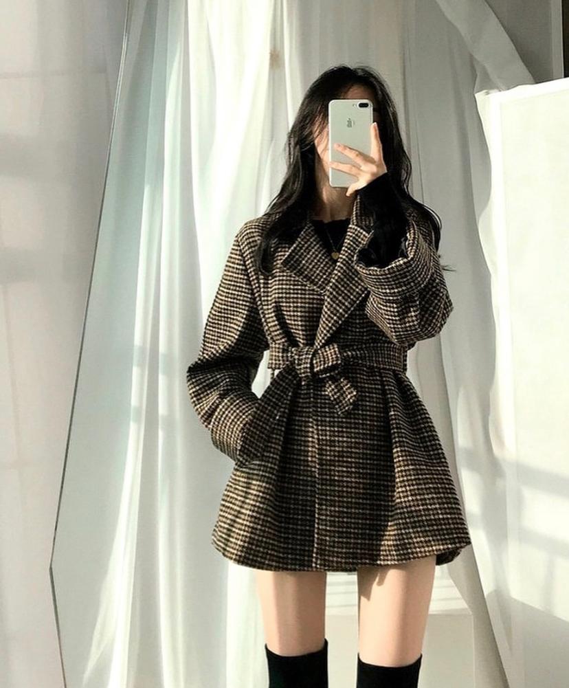 London plaid tweed coat