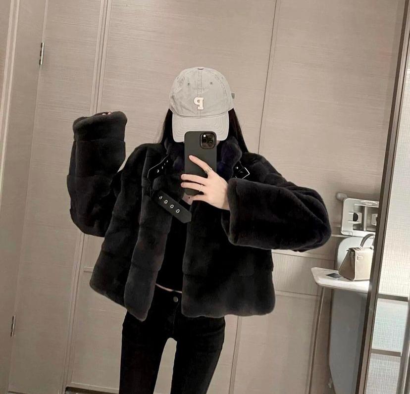 Zoey black faux mink plush coat