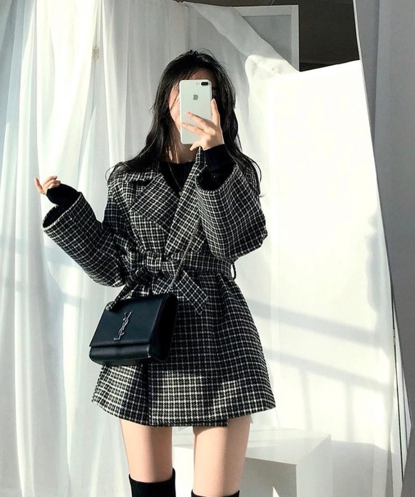 London plaid tweed coat