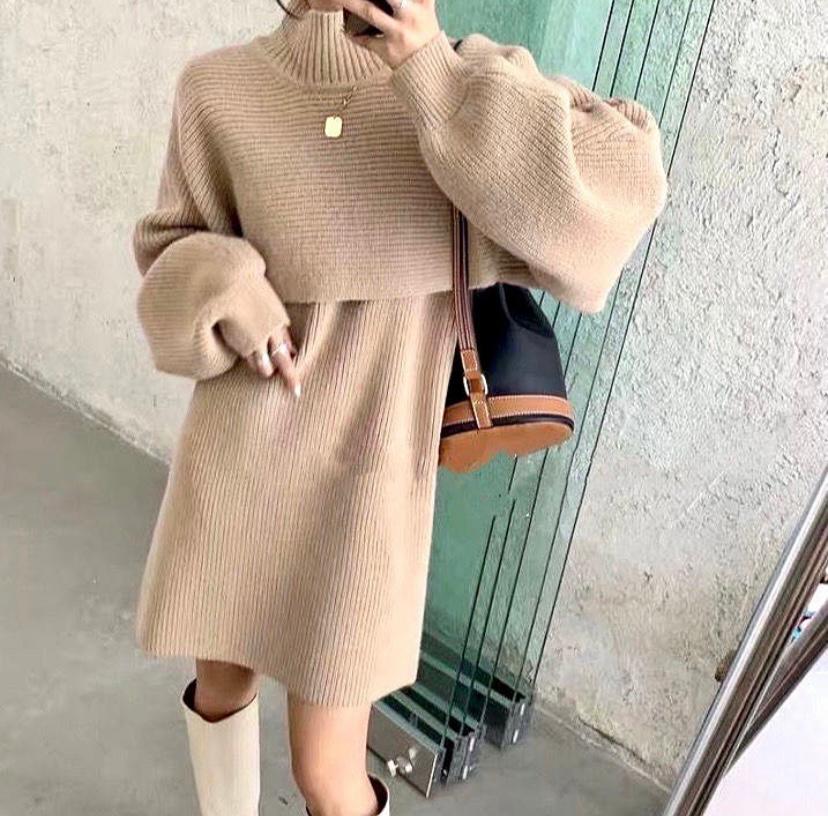 One-set knit sweater dress